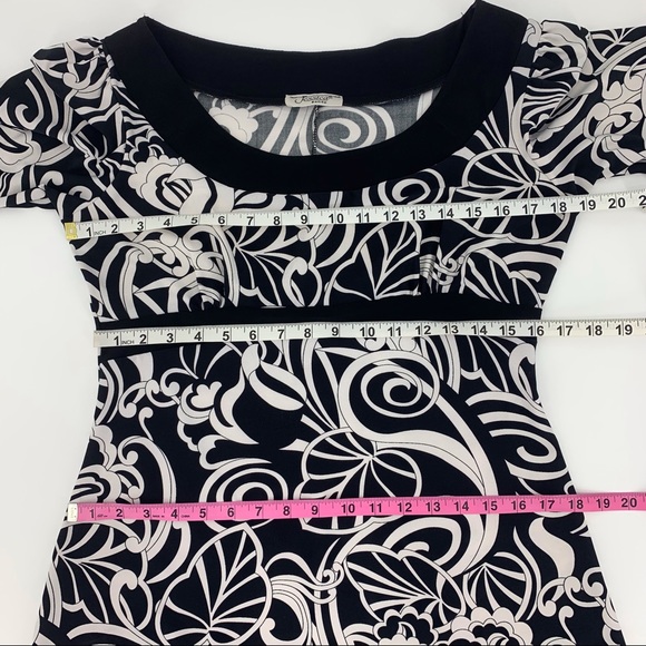 Jessica Petite Black and White Paisley Empire Waist A-Line Dress, 12P - Picture 13 of 16